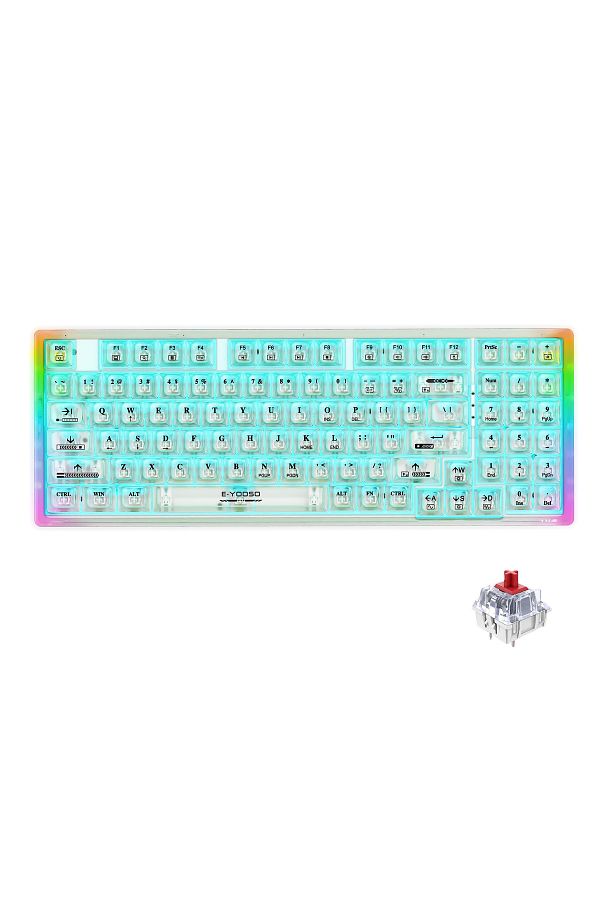 e-yooso-Z-94 Transparent Gaming Keyboard,94 Keys Red Switch USB Wired Mechanical Keyboard 1