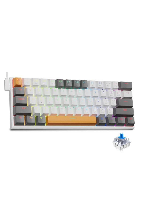 e-yooso-Z-11 61 Keys Mechanical Gaming Keyboard,Blue Switch 60% Wired Compact Keyboard 1