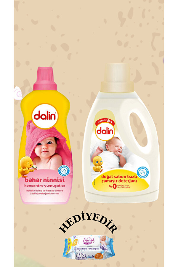 Dalin Sabun Bazlı Çamaşır Deterjanı 1500 ml Bahar Ninnis Konsantre Yumuşatıcı 1200 ml
