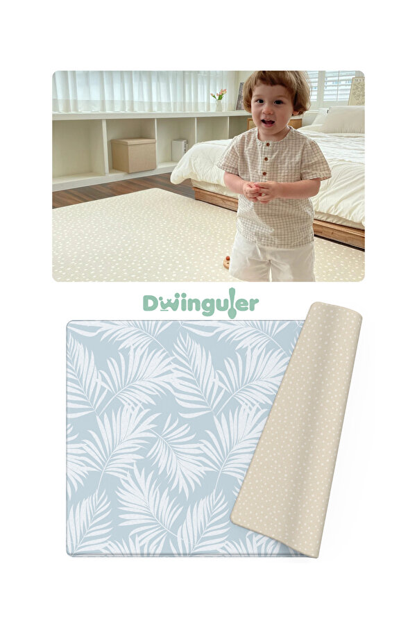 Dwinguler Summer Palm & Sand - Çift Taraflı Premium Oyun Matı Oyun Halısı 210cmx140cmx1,3cm