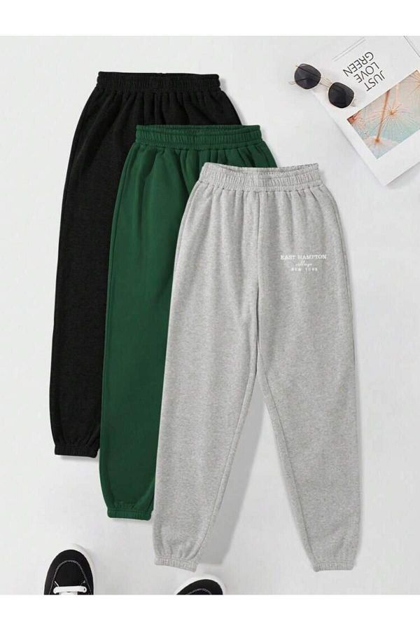VBSVİBES-East Hampton Printed 3-Piece Combination Jogger Sweatpants - Oversize Unisex 1