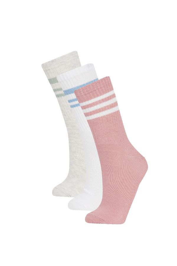 DeFacto-Șosete lungi din bumbac, confortabile, elastice, din 3 piese A5877axns 1