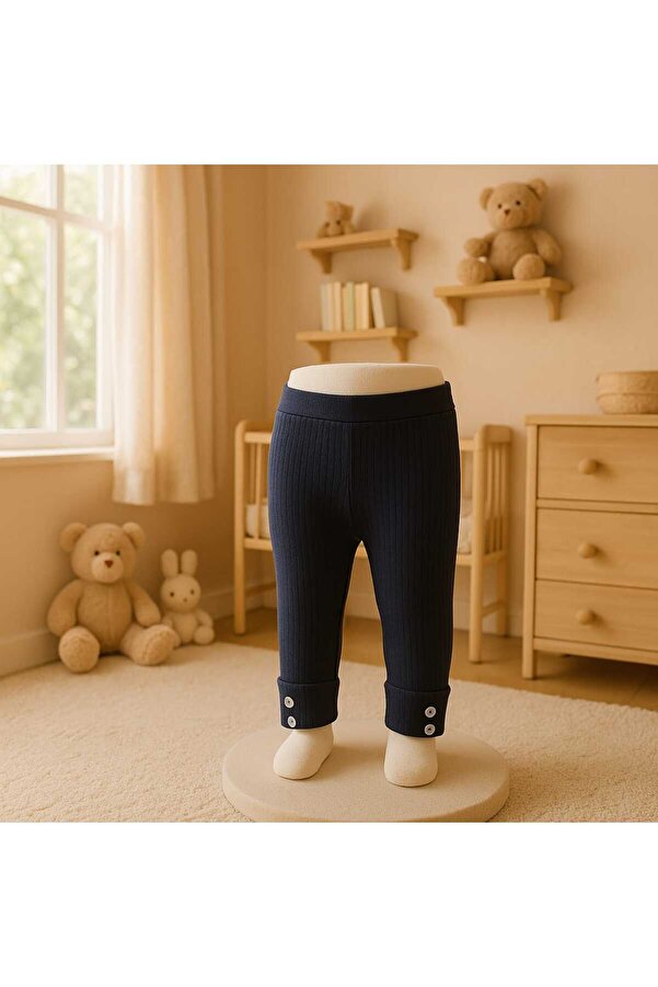 gogo bici Düğme Detaylı Fitilli Bebek Triko Tayt