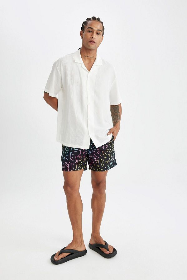 DeFacto-M8615Az24Hs Model Patterned Short-Length Swim Shorts 1