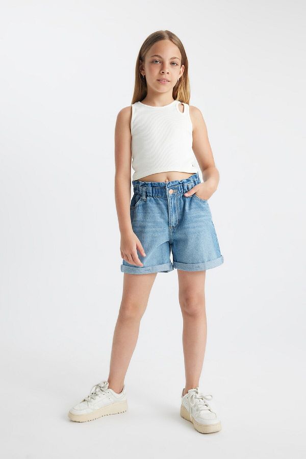 DeFacto-Girl's Paperbag Jean Shorts B8113A824SM 1