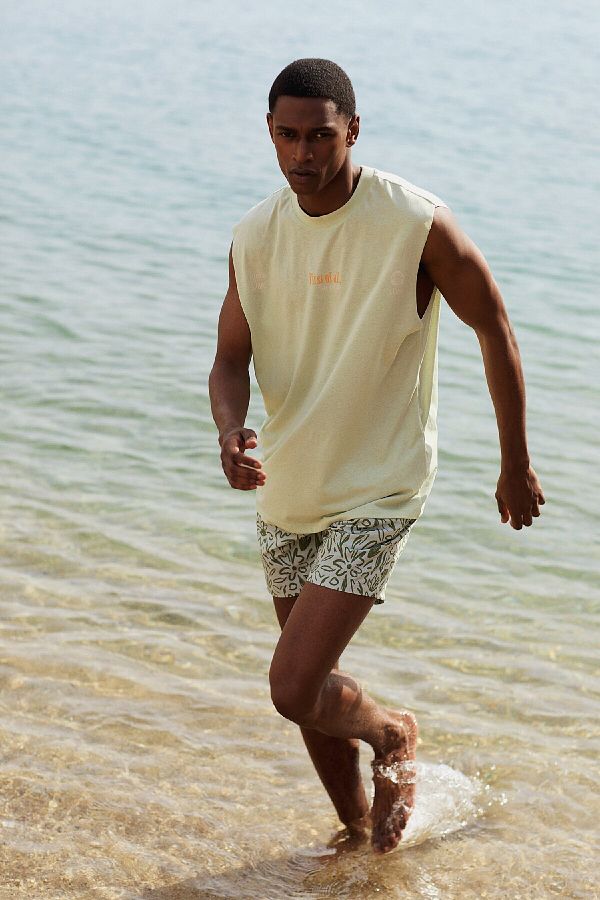 DeFacto-Regular Fit Patterned Mesh Lined Short Length Swim Shorts B7547Ax24Hs 1