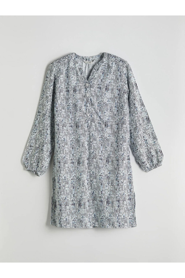 LC Waikiki-Lcw Grace Blue Collar Patterned Women's Tunic 1
