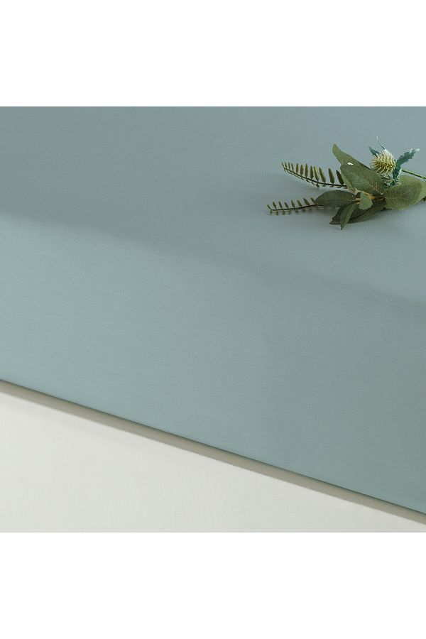 Linens-Cearşaf de pat Queen Size din satin de bumbac verde - Mix&match 1