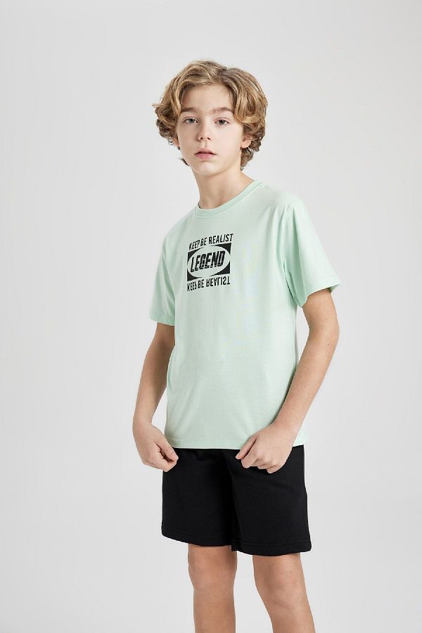 DeFacto-Bedrucktes Kurzarm-T-Shirt für Jungen mit Rundhalsausschnitt C0957a824sm 1