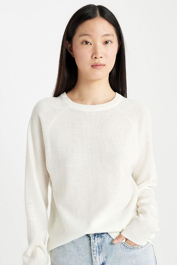 DeFacto-Regular Fit Soft Textured Crew Neck Basic Plain Strickpullover I6913az24wn 1