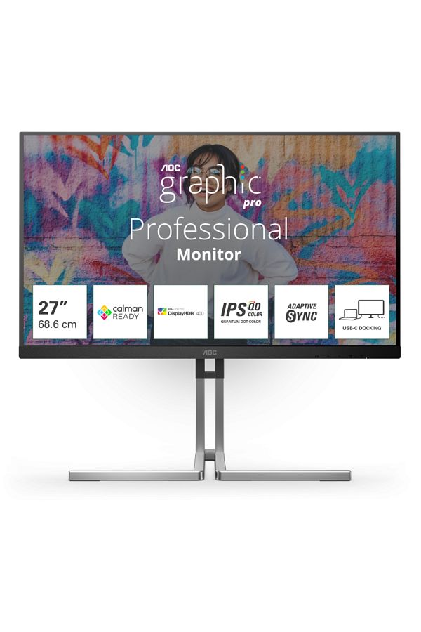 Aoc-Monitor IPS, QHD, 75 Hz, 4 ms, HDR400, Boxe Pivot, HDMI, DisplayPort, USB, Negru 1