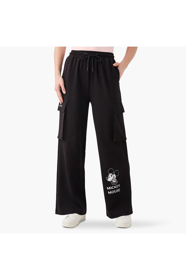 SP Characters-Mickey Mouse Print Cargo Jog Pants with Drawstring Closure 1