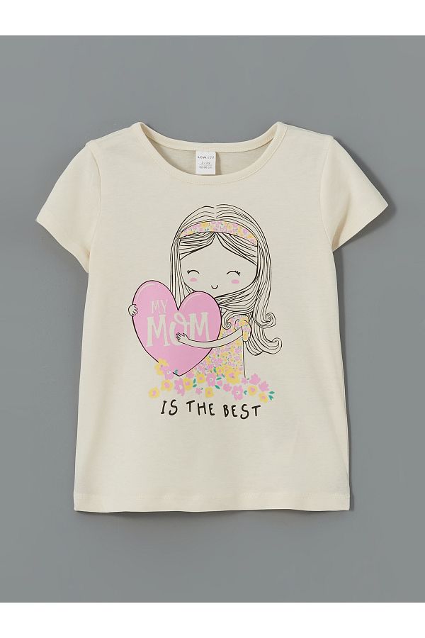 LC Waikiki-Crew Neck Printed Girl's T-Shirt 1