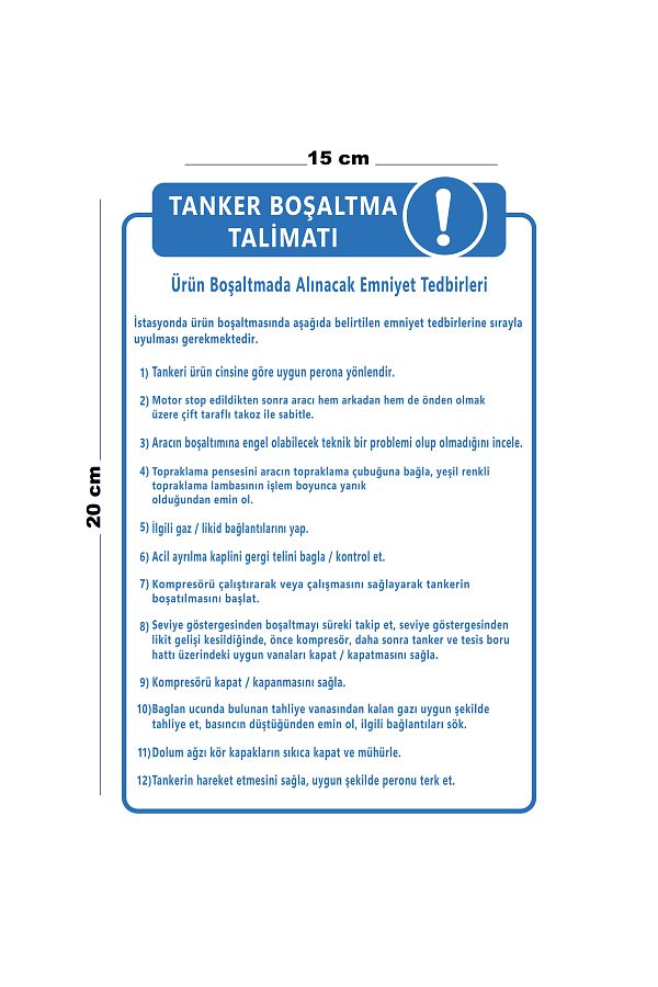 Lucena-Metal Tanker Unloading Instruction 15 cm X 20 cm Warning Sign Direction Sign 1