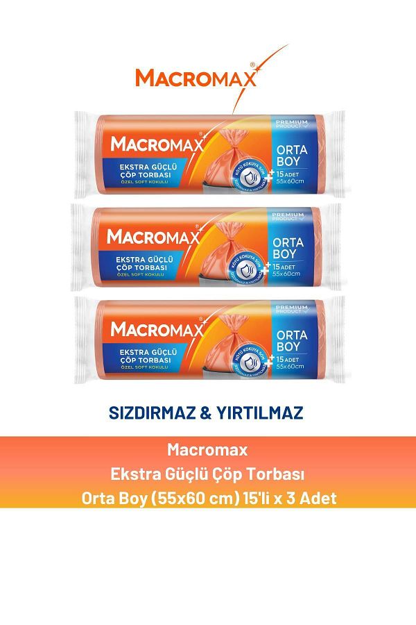 MACROMAX-Extra Strong Garbage Bag Medium Size 15 X 3 Pieces 1