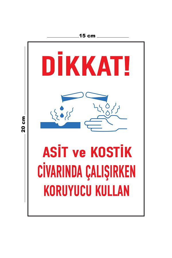 Lucena-Metal Caution Use Protective While Working Around Acid and Caustic 15 cm X 20 cm Warning Sign 1