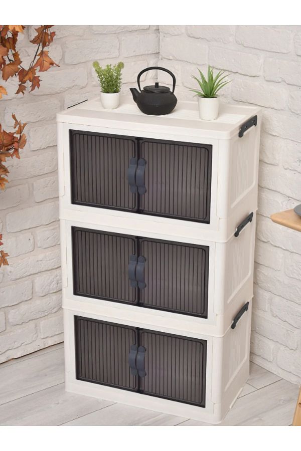 Mutfak Köşesi-3-Tier Multi-Purpose Portable Stackable Multi-Purpose Organizer Pantry Cabinet with Lid 1