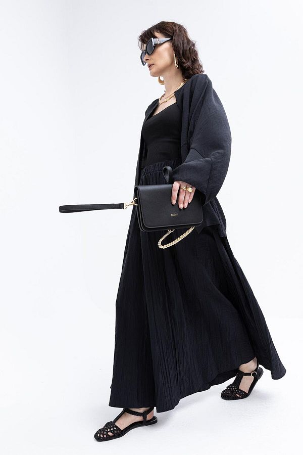ALLDAY-Black-Krash Flared Skirt with Elastic Waist 1