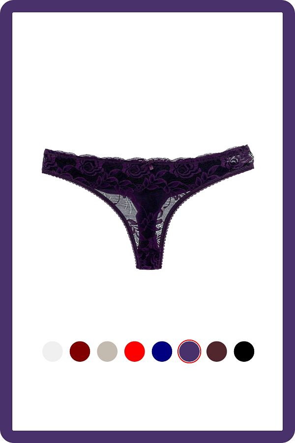MİSTİRİK-Purple Colored Table Model - Stretchy and Soft Patterned Panties with Half Lace 1