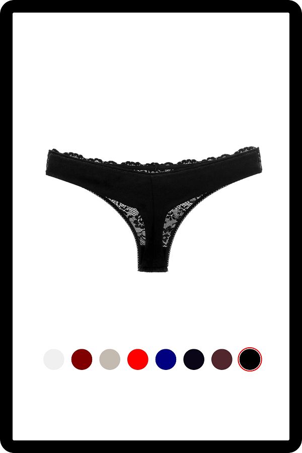 MİSTİRİK-Flexible and Soft Patterned Table Model Half Lace Black Panties 1
