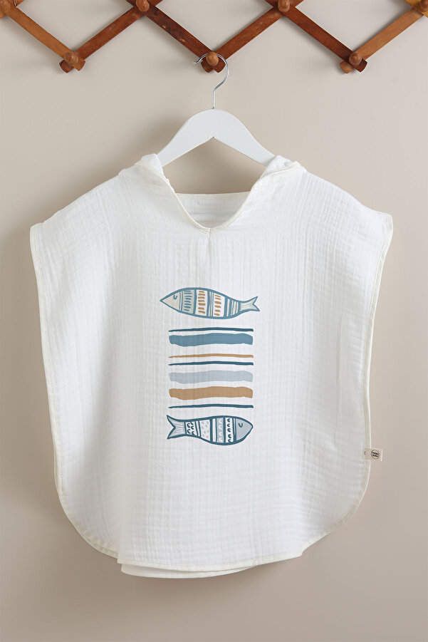 Tuğba Kuğu 4 Kat Müslin Panço - Pure Baby Serisi - Balıklar