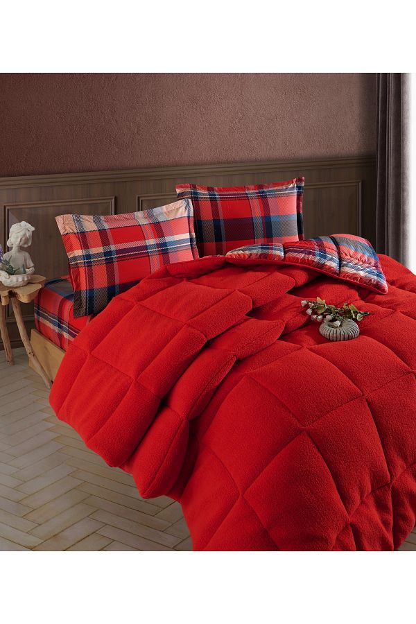 Clasy-Wellsoft Quilt Set Single Life Is V3 Red 1
