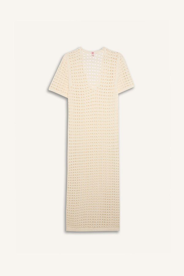 DeFacto-Strickwaren mit V-Ausschnitt – Kurzarm-Strandkleid C6138ax24sm 1