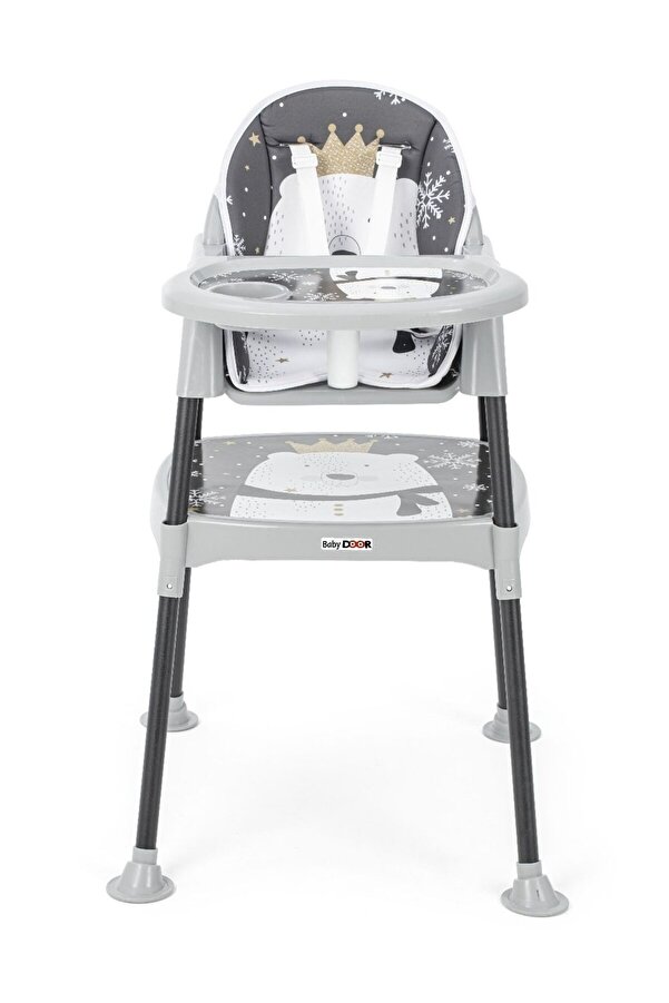 babydoor & Mama Panda Çalışma Masalı Pedli Mama Sandalyesi Gri 3 In 1