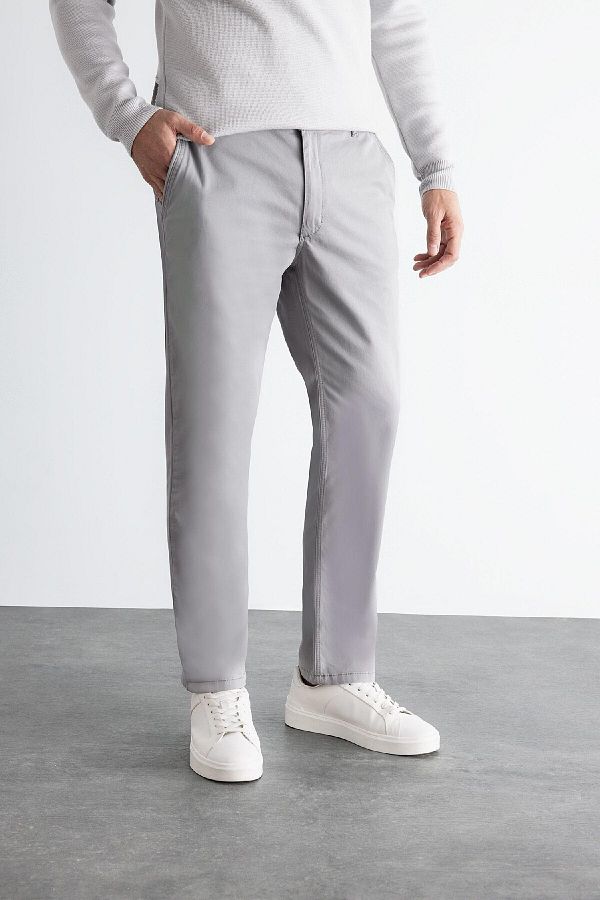 DeFacto-Pantaloni chino din pânză, cu tăietură normală, cu 4 buzunare, din bumbac, cu picior drept, flexibil C9440ax24au 1