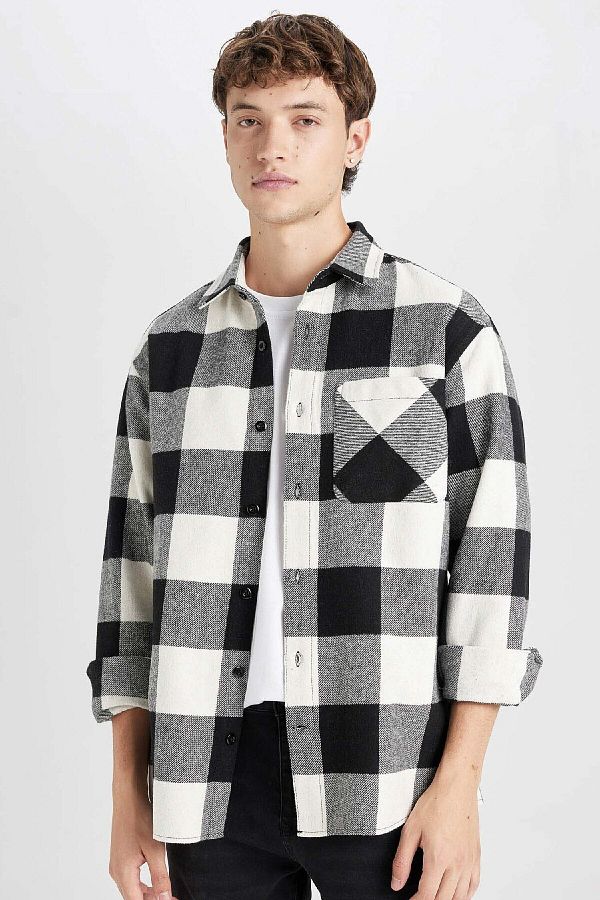 DeFacto-Regular Fit Checked Lumberjack Langarmshirt D3298ax24wn 1