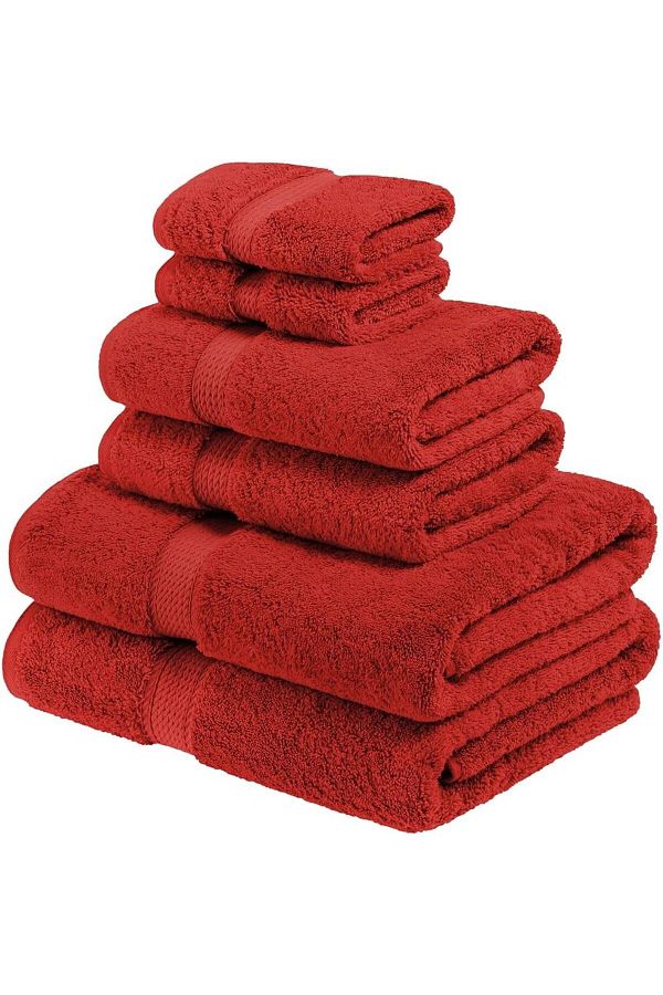 Comfy-550 GSM Set of 6 100% Cotton Towel Set - Red 1