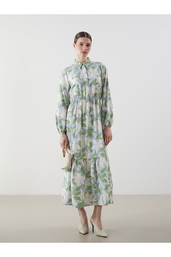 LC Waikiki-Rochie de damă cu imprimeu cu guler de cămașă LCW Modest 1