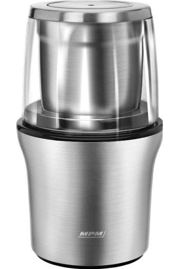 MPM-Rasnita cafea si cereale MPM MMK-06M, 200 W, 70 g, 2 Recipiente, Functie impuls (Argintiu) 1
