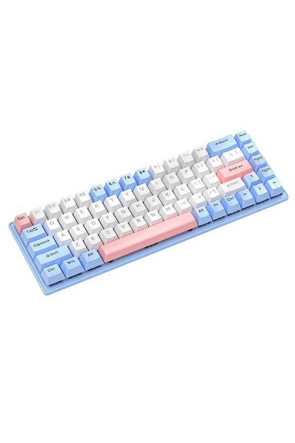 FlashHawk-65% Wired RGB Gaming Keyboard, 68 Keys Blue Switch Hot-Swappable Compact Mechanical Keyboard 1