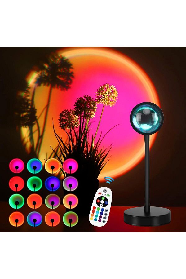 COOYA-Sunset Lamp Projection, 16 Colors, with Remote Control, 360 Degree Rotation LED, with Fade Mode 1