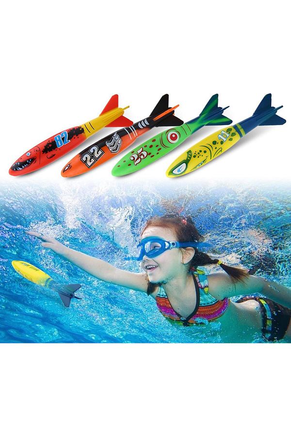 LRS STORE-Set of 4 Sea-Pool Toy Torpedo Diving Tutorial Fun Diving Shooting Toy 1