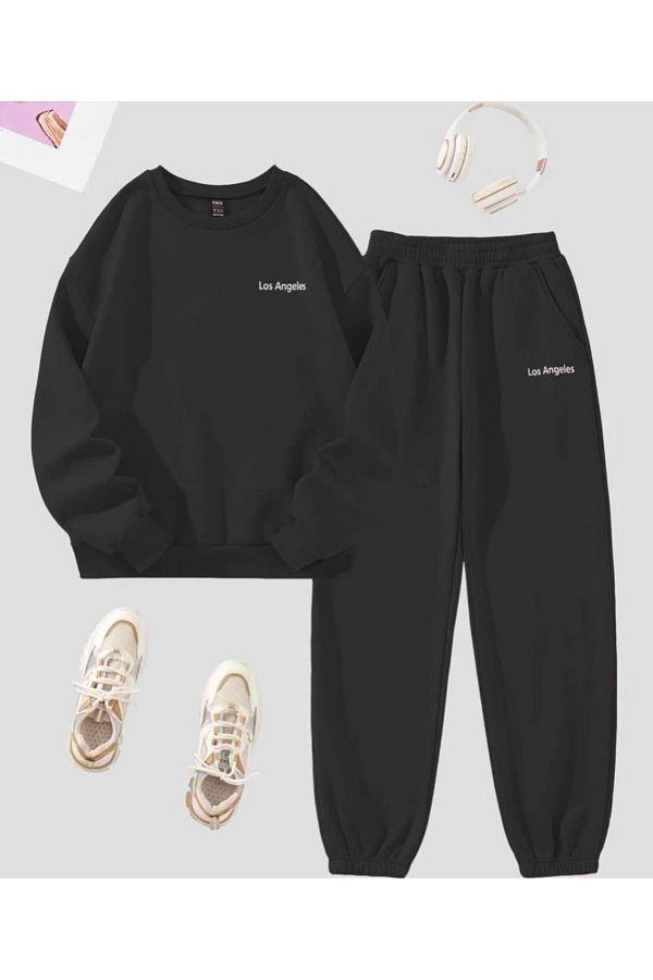 VBSVİBES-CREW NECK Combination Bottom Top Tracksuit Set LOS ANGLES 1