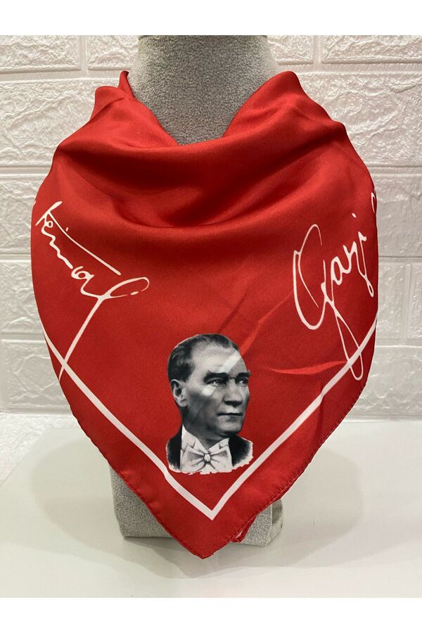 sema aksesuar-Unisex Scarf with Red Ataturk Picture - for Official Ceremonies 1