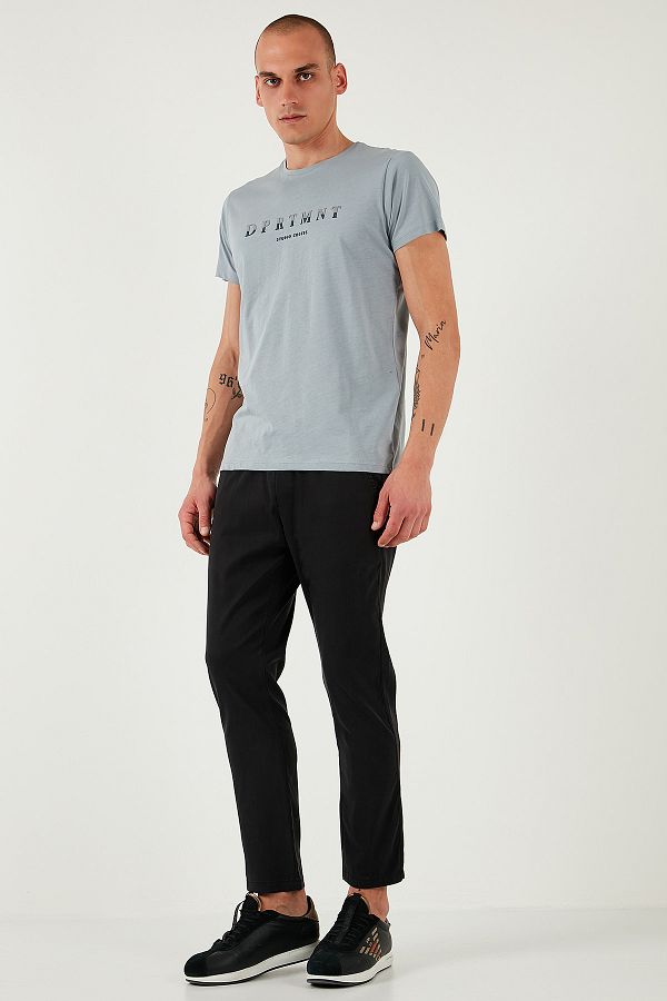 Buratti-Cotton Slim Fit Elastic Waist Pipe Leg Trousers Men's Pants 5545S87Jmilano 1
