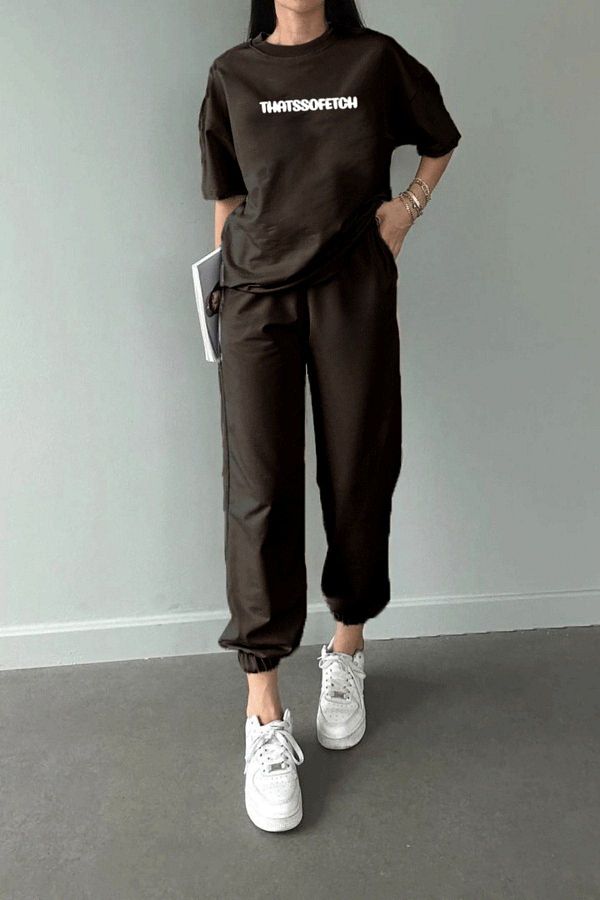 DUBU BUTİK-Oversize Cycling Yak Set - Thatssofetch T-Shirt and Bottom Top Sweatpants Jogger 1