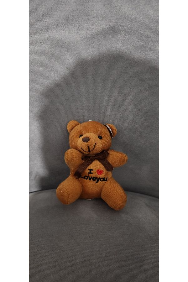 LUZAB-I Love You Written Luxury Plush Teddy Bear Keychain 10 cm Ornament Material Brown 1