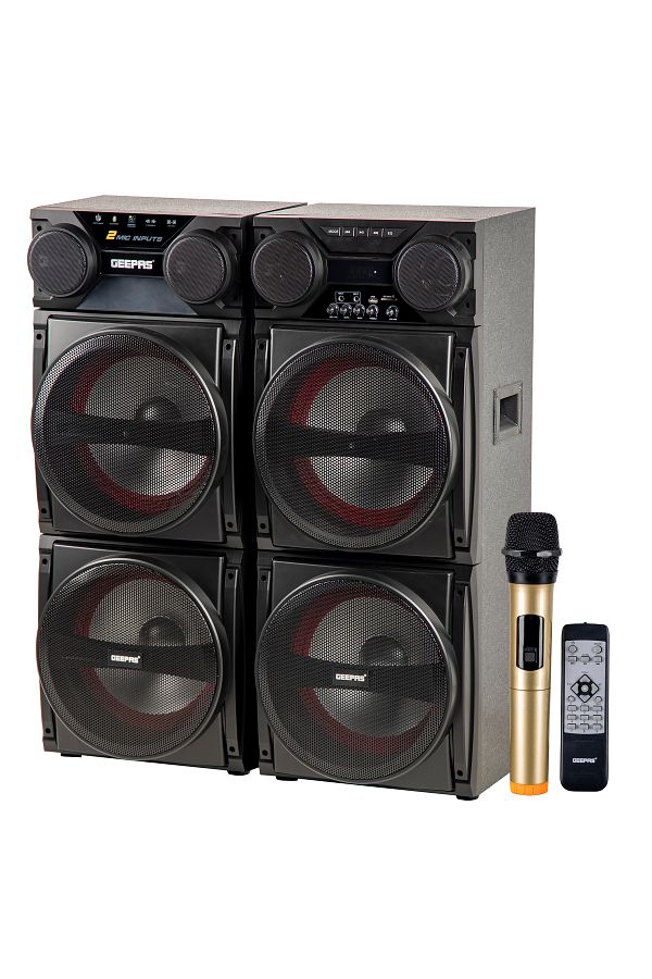 Geepas-نظام مكبر صوت هاي فاي مع جهاز تحكم عن بُعد، منفذ USB/SD/FM/BT، ومدخل ميكروفون/AUX | 80000 واط PMPO|GMS8517 1