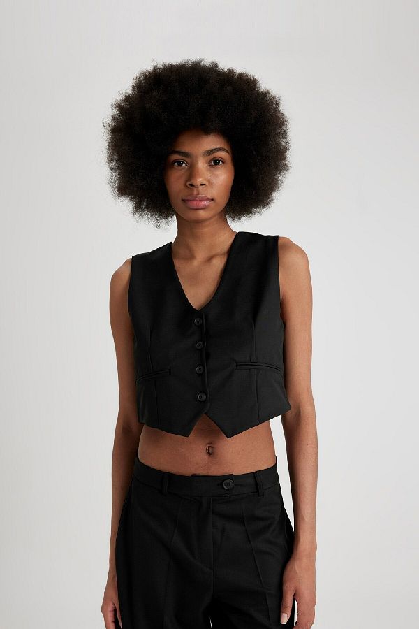 DeFacto-Basic Plain Blazer Vest with Regular Fit Buttons C1702Ax24Sp 1