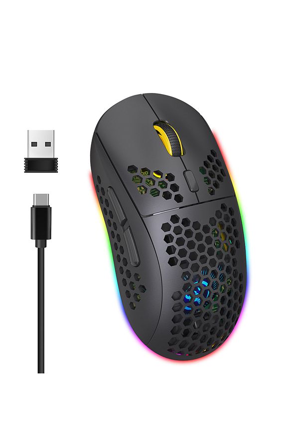 FlashHawk-Wireless Bluetooth Gaming Mouse Rgb Lighting Mouse with 4 Adjustable DPI for Desktop Laptop Black 1