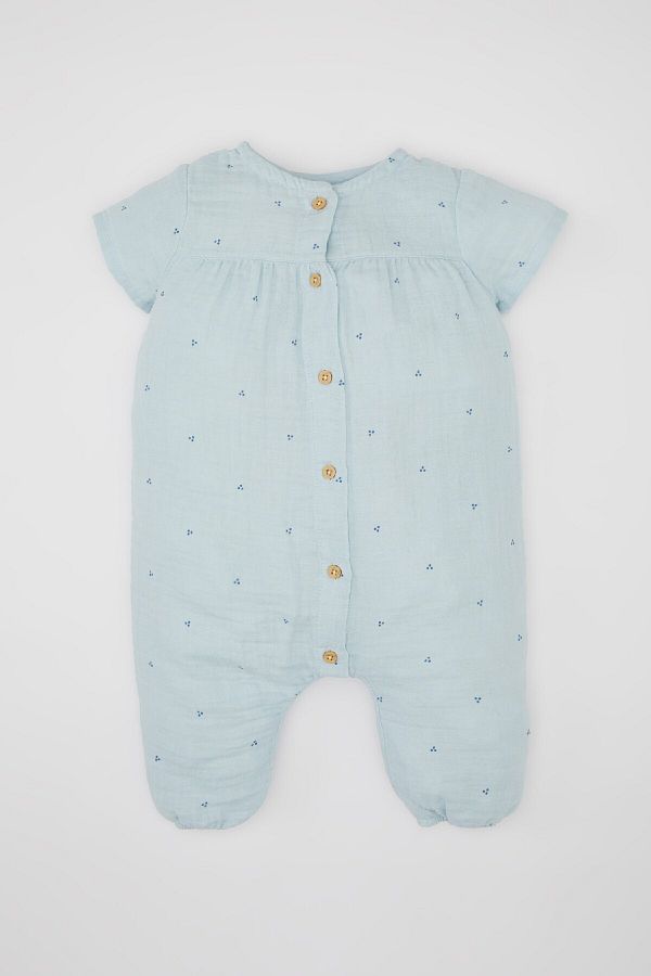 DeFacto-Kurzärmliger Jumpsuit aus Musselin mit Punkten für Neugeborene (Baby, Mädchen) C2670A524SM 1