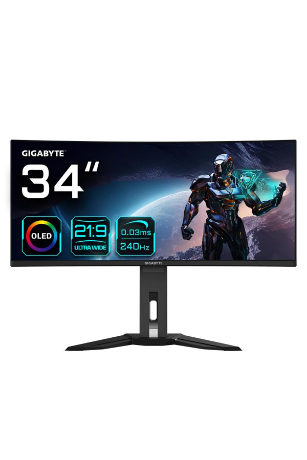 Gigabyte-Monitor Gaming OLED, WQHD, DisplayPort, HDMI, Boxe, 240Hz, ms, Negru 1