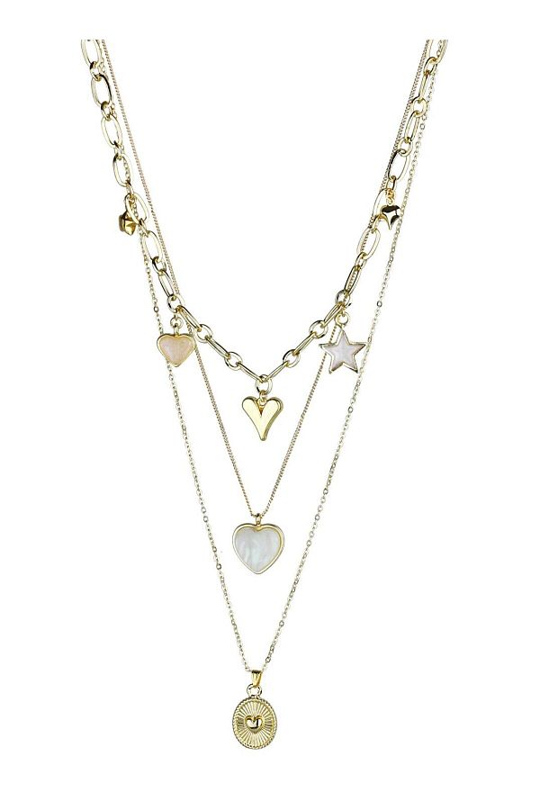 Klips Concept-Triple Chain Heart Objects Necklace 1
