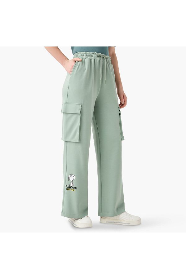 SP Characters-Snoopy Print Cargo Jog Pants with Drawstring Closure 1