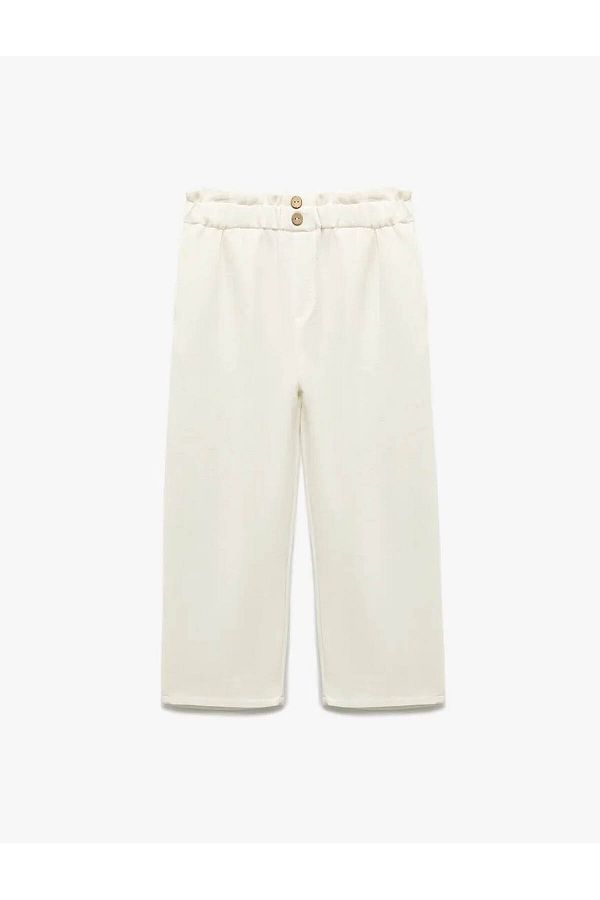Koton-Basic Trousers in Linen and Viscose Blend with Elastic Waist 1