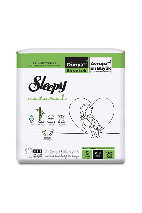 Sleepy Natural Çocuk Bezi Junior Cırtlı No: 5 11-18 kg 20'li